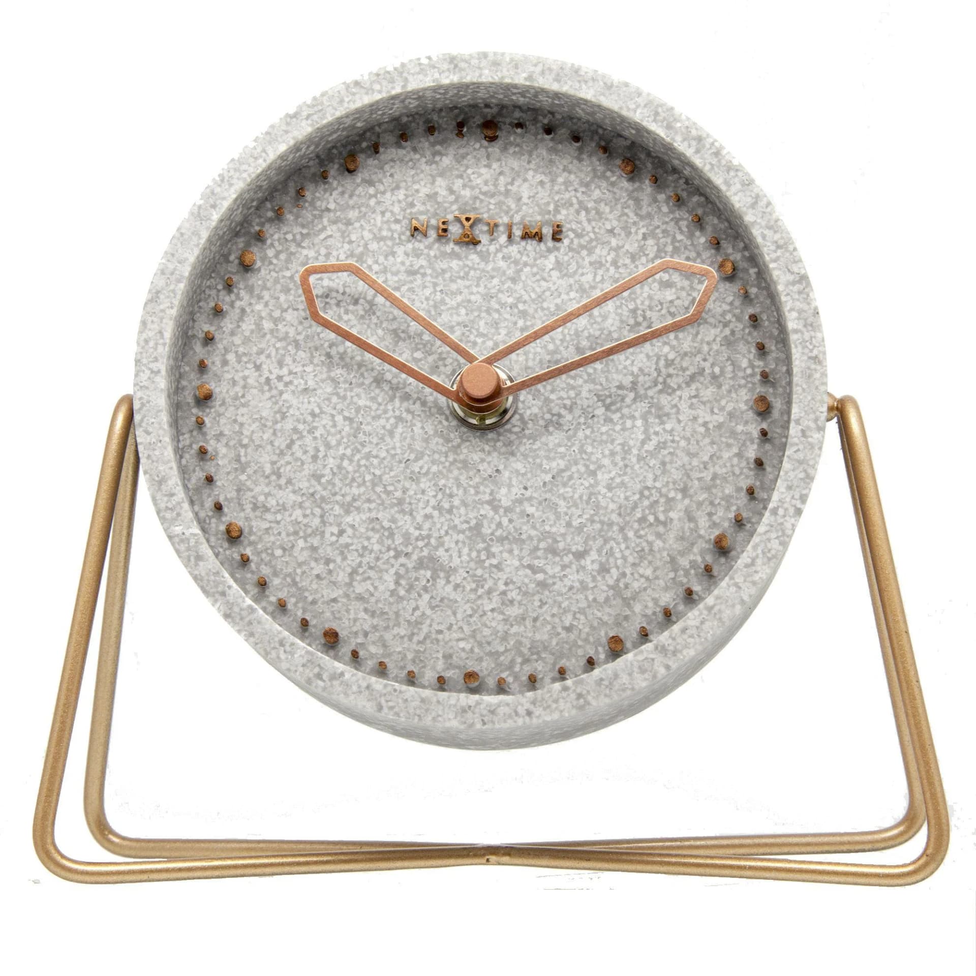 NEXTIME Tischuhr CROSS TABLE Grau mit Roségold-Akzenten