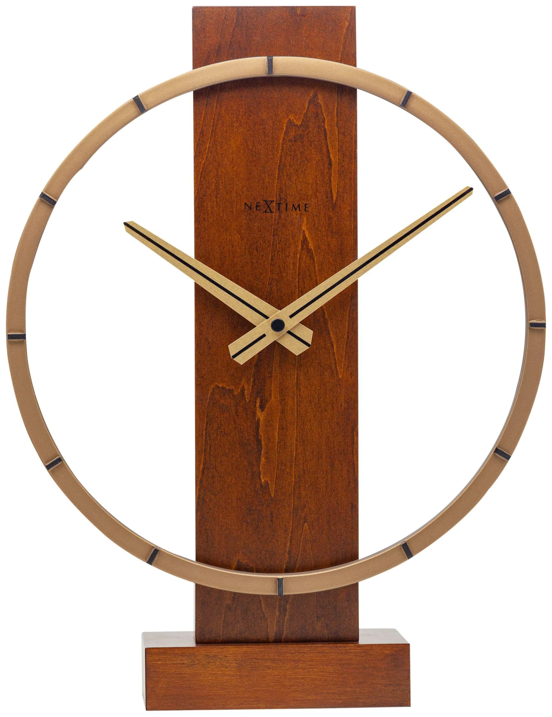 NEXTIME Tisch-/Wanduhr Carl Small Schwarz Holz & Edelstahl