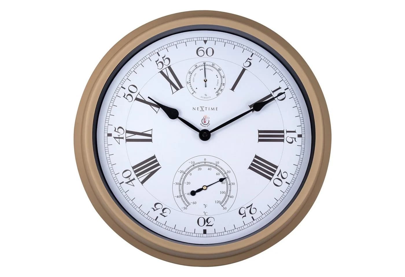 NEXTIME Gartenuhr 4305BR Braun mit Thermometer und Hygrometer - Bild 2