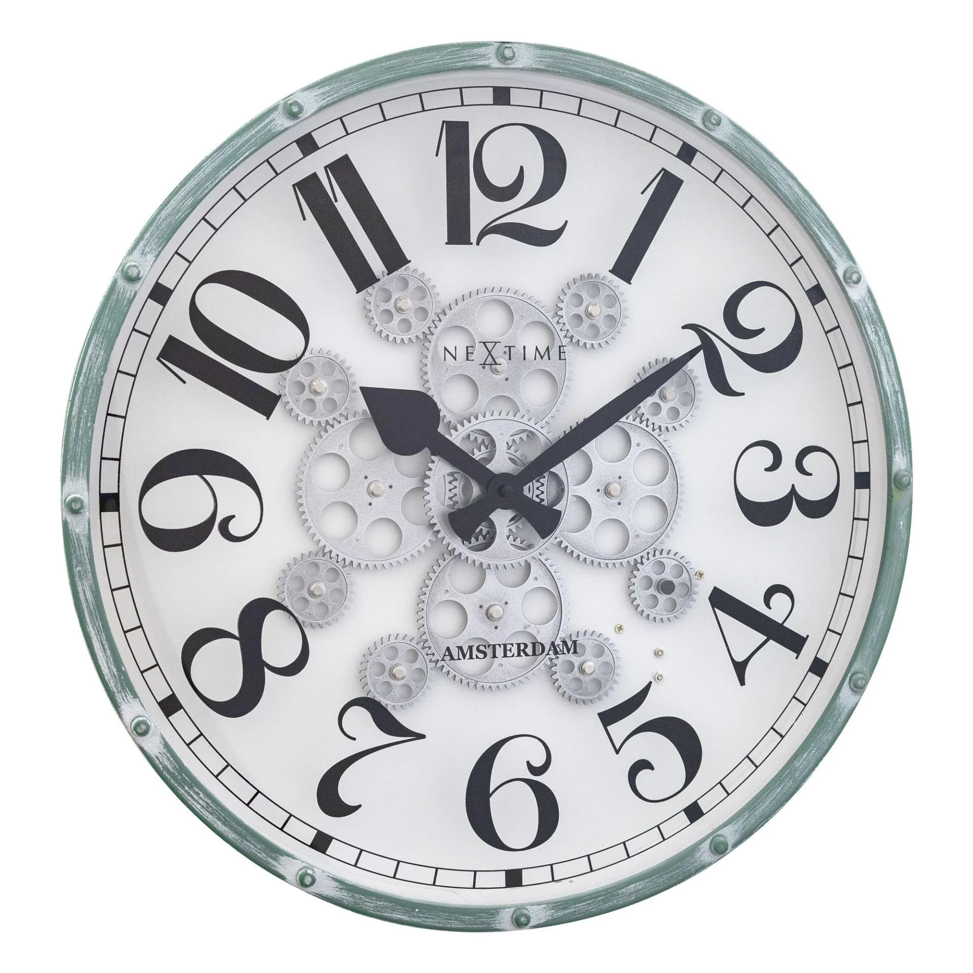 Wanduhr NEXTIME HENRY Industrial Metall/Glas Grün/Weiß