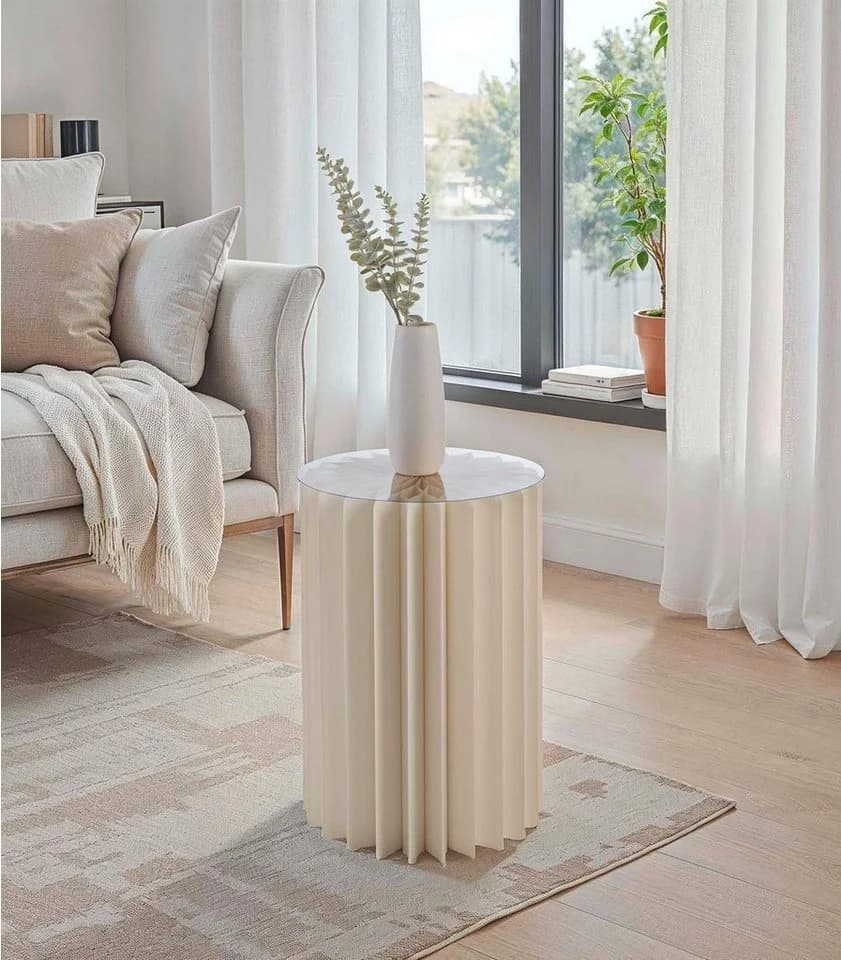 Beistelltisch DREL Creme Glas Faltbar