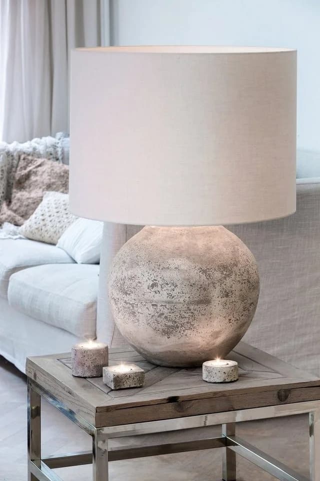 Light & Living Lampenschirm LIVIGNO 40 cm Cremeweiß Stoff