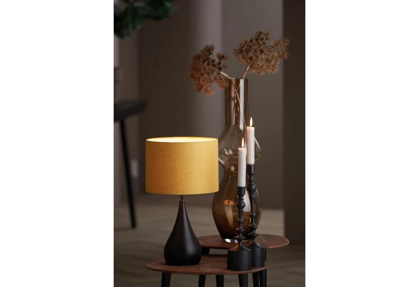 Light & Living Lampenschirm Zylinder LIKA Ocker/Gelb E27