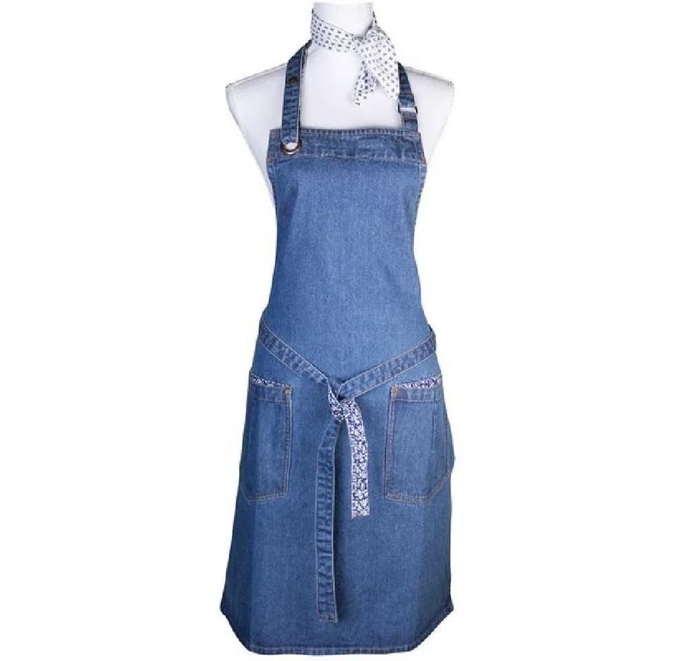 Laura Ashley Kochschürze Jeans-Look 2-teilig mit Halstuch - Bild 2