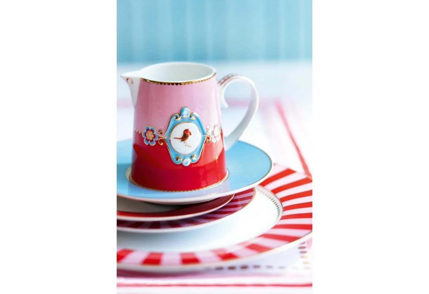 PiP Studio Frühstücksteller Love Birds Stripes Rot-Pink - Bild 3