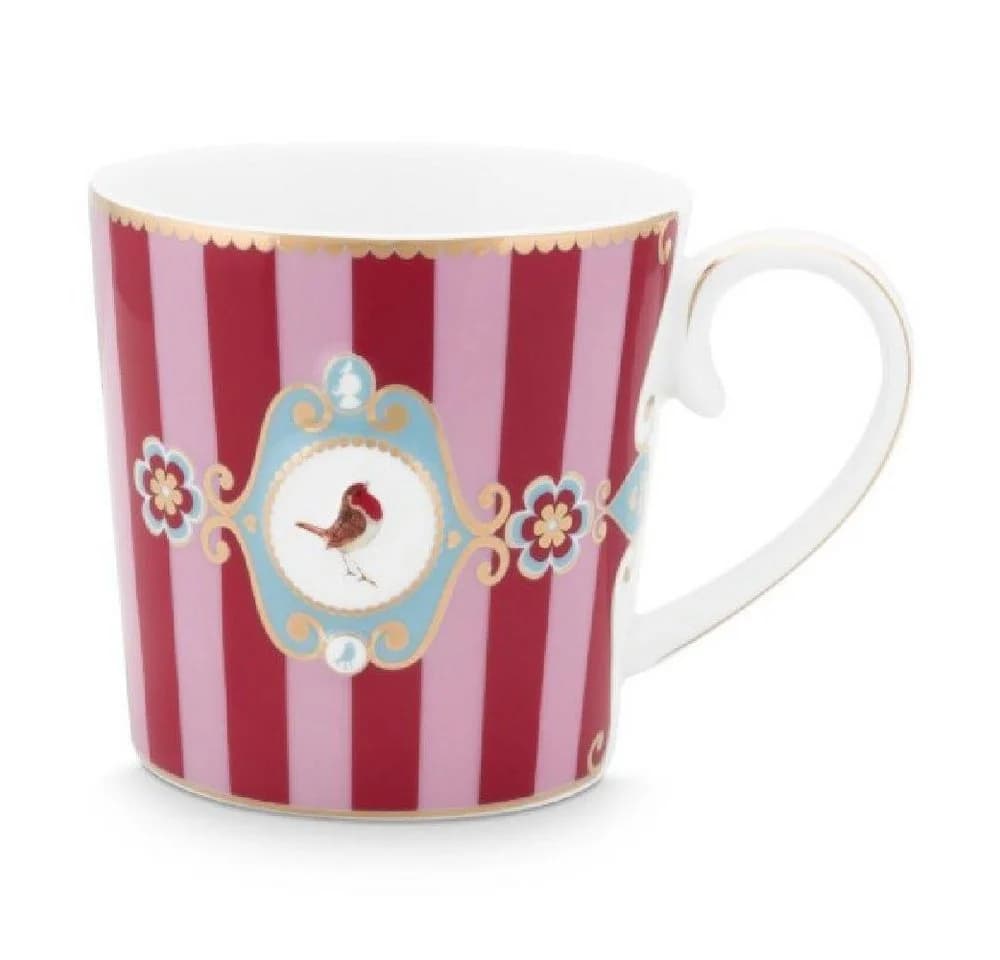 PiP Studio Henkelbecher Love Birds Medaillon Rot-Pink 250ml Bone China - Bild 4