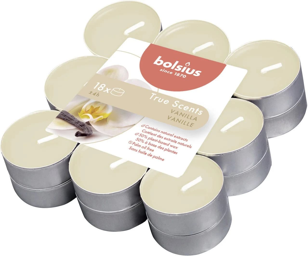 Bolsius Duft-Teelicht Vanille Aluminium 4h