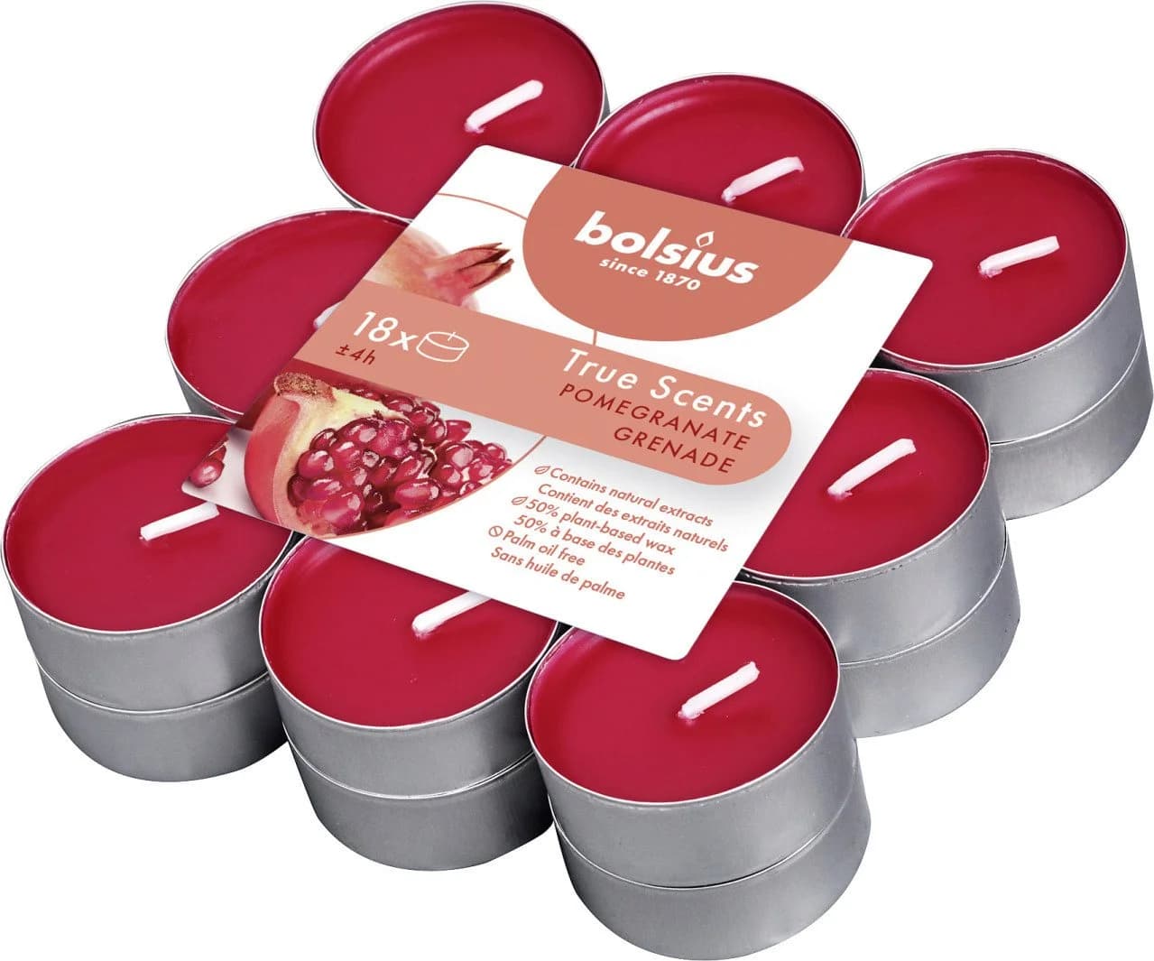 Bolsius Duftteelichter Granatapfel Rot 18er Pack