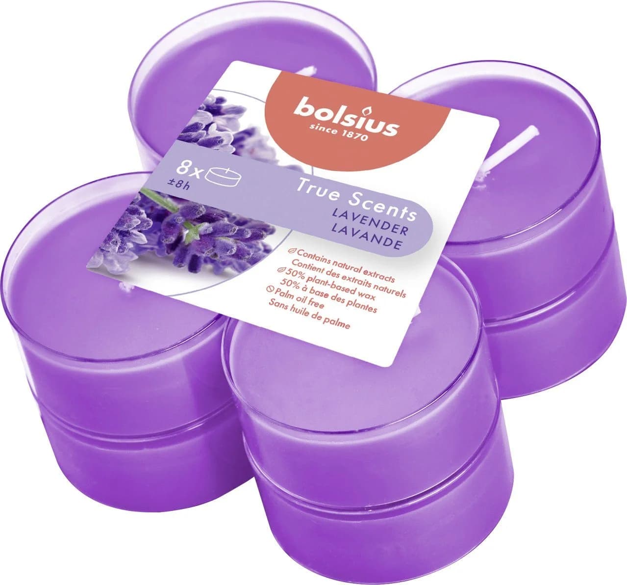 Bolsius Duftteelichter Maxi Lavendel, Höhe 1,17 cm, Ø 4,5 cm, 6er Pack - Bild 2