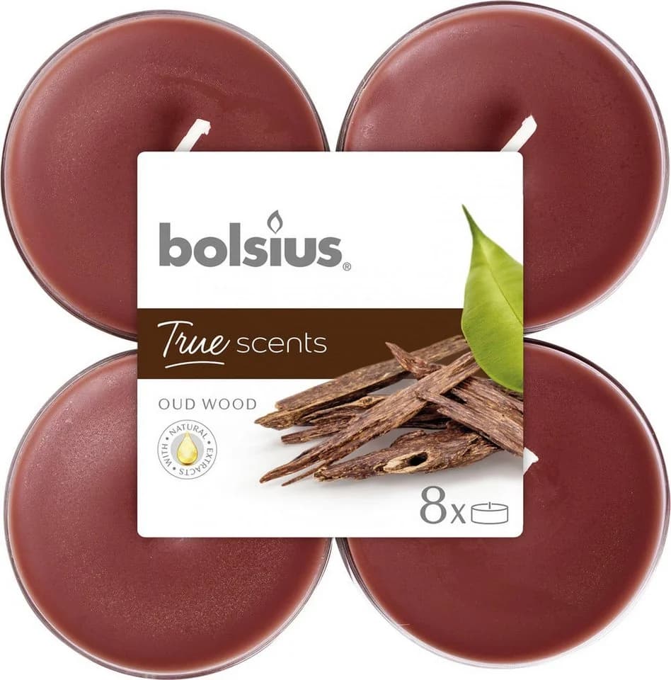 Bolsius Duftteelichter Maxi Oud Wood 6er Pack Braun - Bild 2
