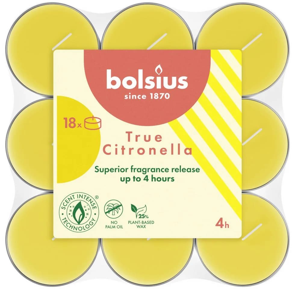 Bolsius Teelichte Citronella 18er Pack Gelb