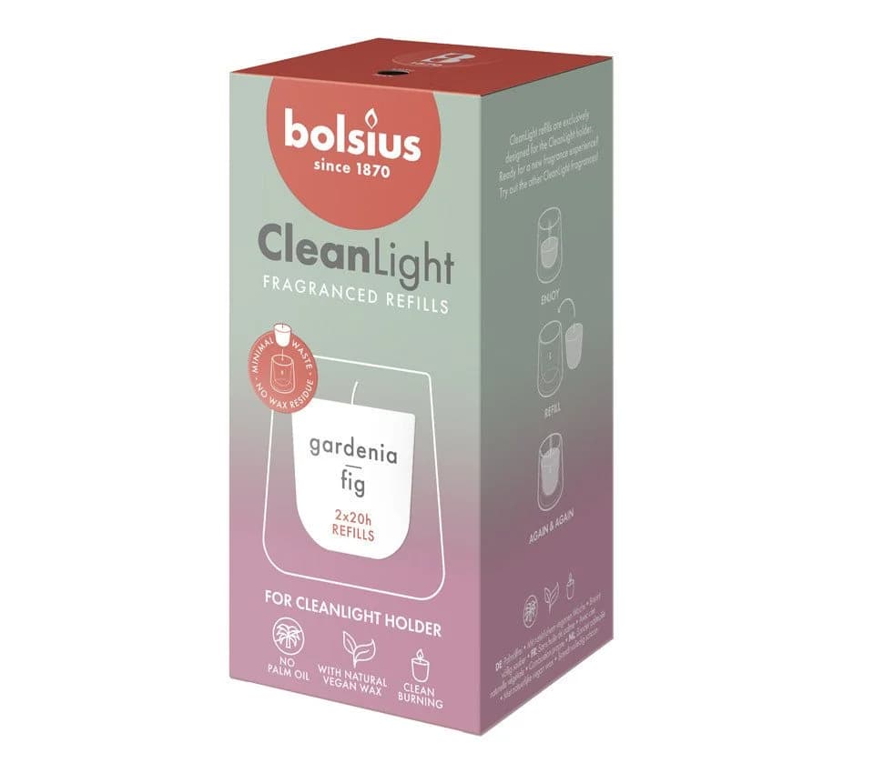 Bolsius Cleanlight Duft-Nachfüller 2er Pack Gardenie & Feige Weiß