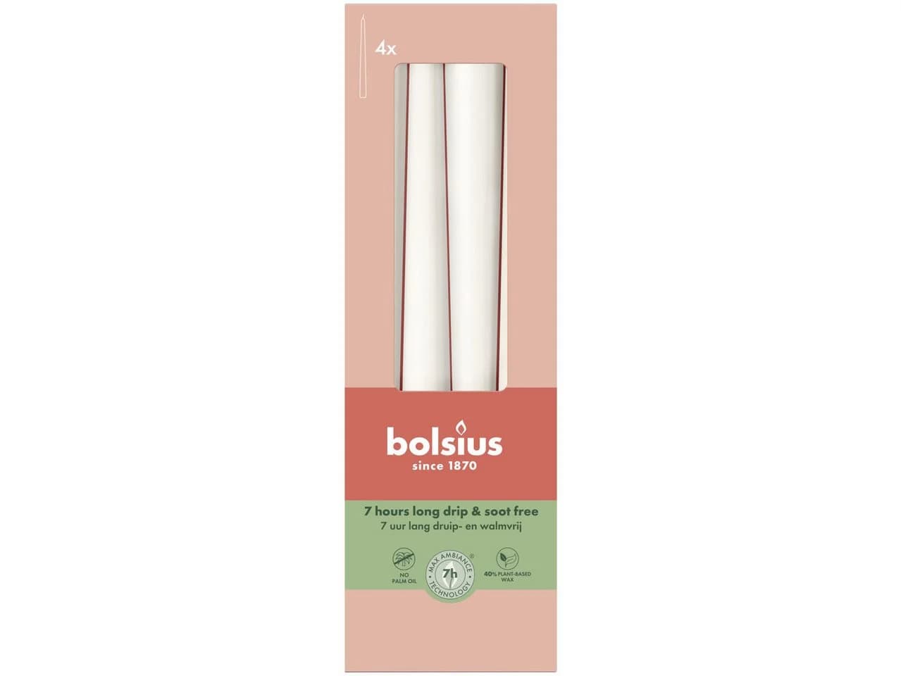 Bolsius Spitzkerze Weiß MaxAmbiance-Technologie
