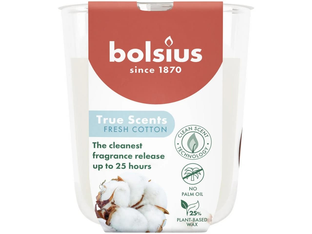 Bolsius Duftkerze im Glas true scents fresh cotton