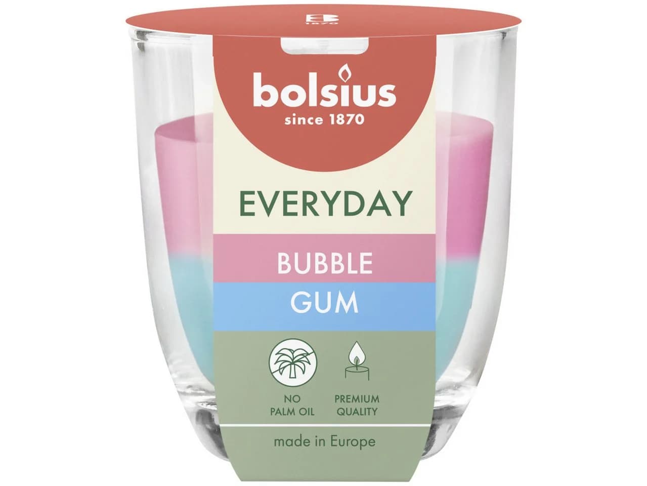 Bolsius Duftkerze im Glas Everyday Bubble Gum Blau/Rosa