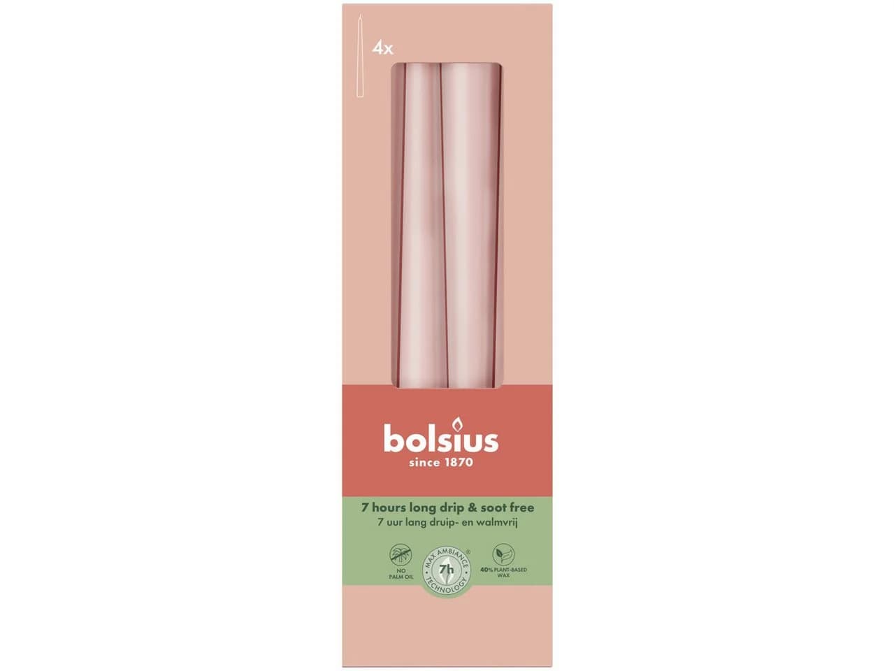Bolsius Spitzkerze Rosa 4 Stück