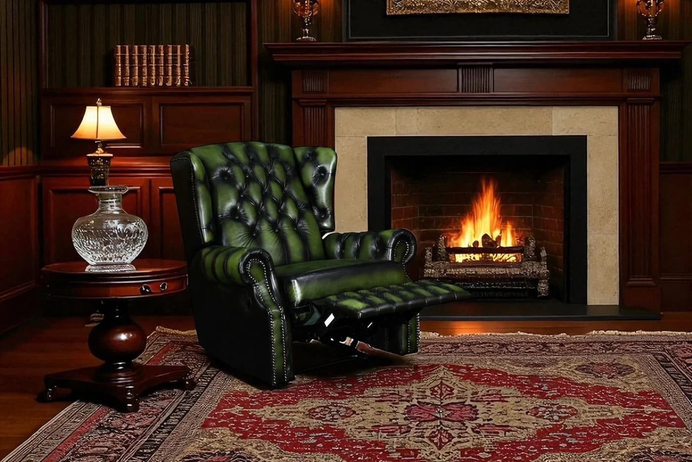 Salottini Chesterfield-Sessel Stunning Grün Leder Recliner - Bild 2