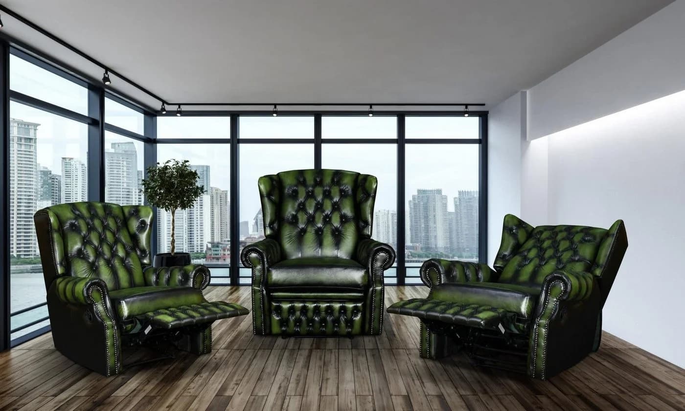 Salottini Chesterfield-Sessel Stunning Grün Leder Recliner - Bild 4