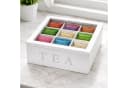 Mojawo Teebox Holz Weiß 9-Fächer mit Aufschrift TEA Bild 1