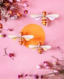 studio ROOF Wanddekoobjekt 3er-Set Honig Bienen Gelb/Orange Bild 1