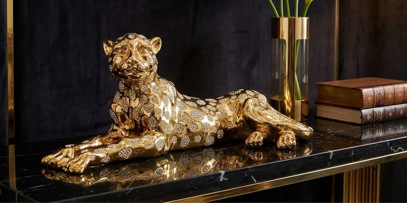 alesvelt Leopard Skulptur Gold/Silber 57 cm - Bild 2