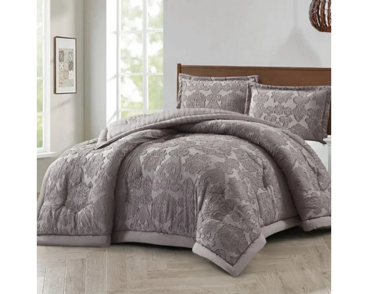 alesvelt Tagesdecke Set Sara 3-teilig Taupe/Weiß Polyester