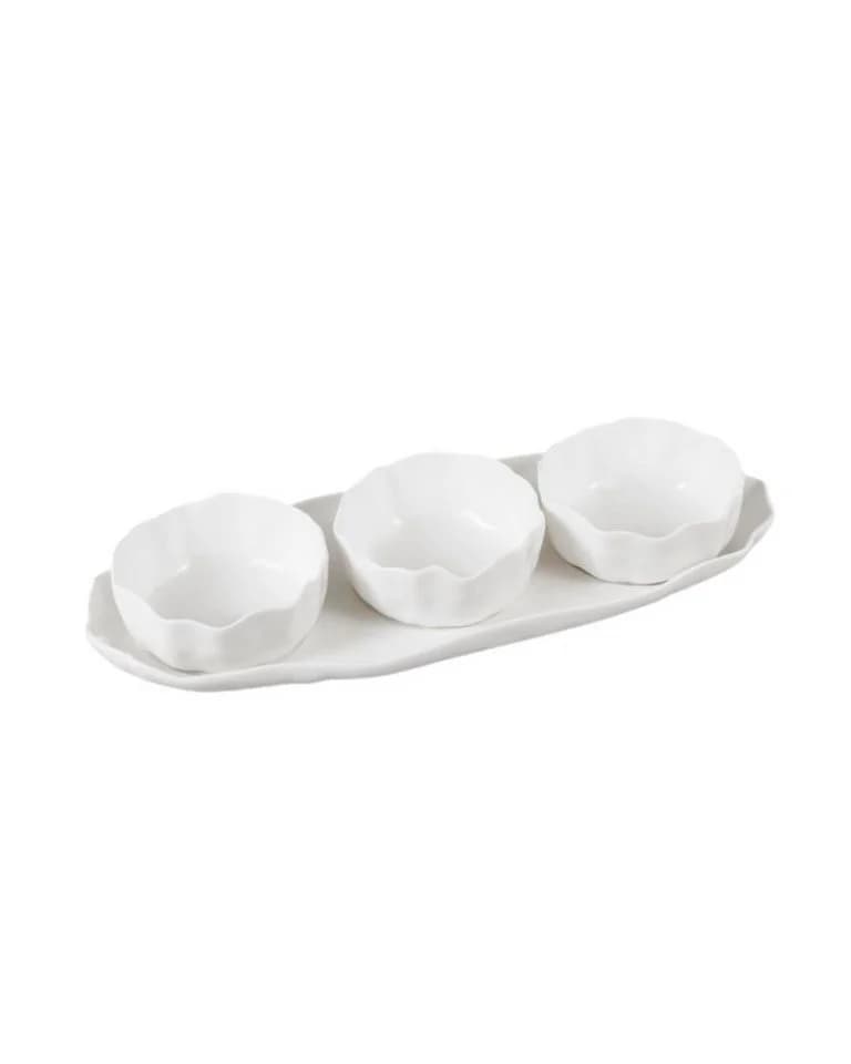 EKA Snackschale Angles Beige 4-tlg. Porzellan Set