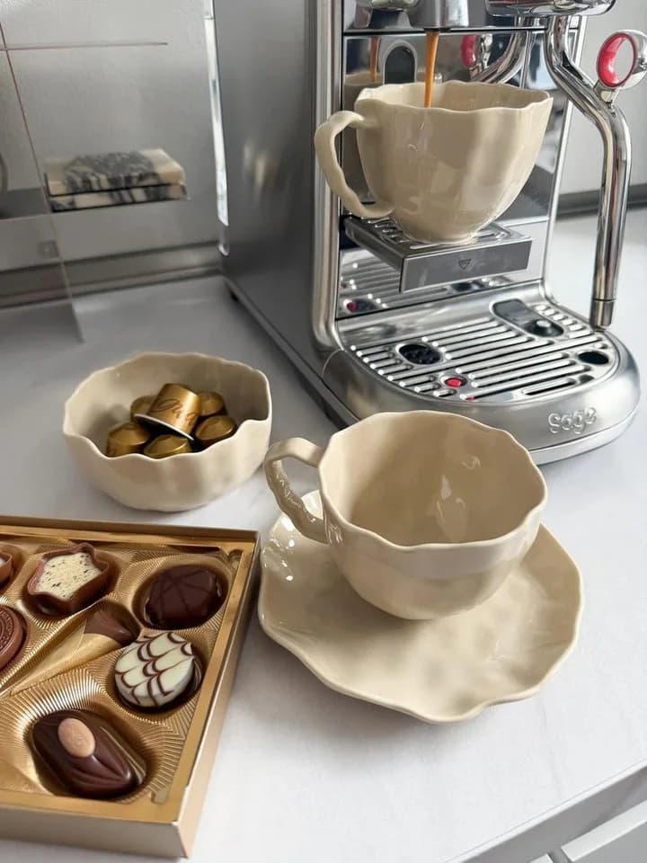 EmirtexHome Kaffeeservice Angles 12-tlg. Beige Porzellan