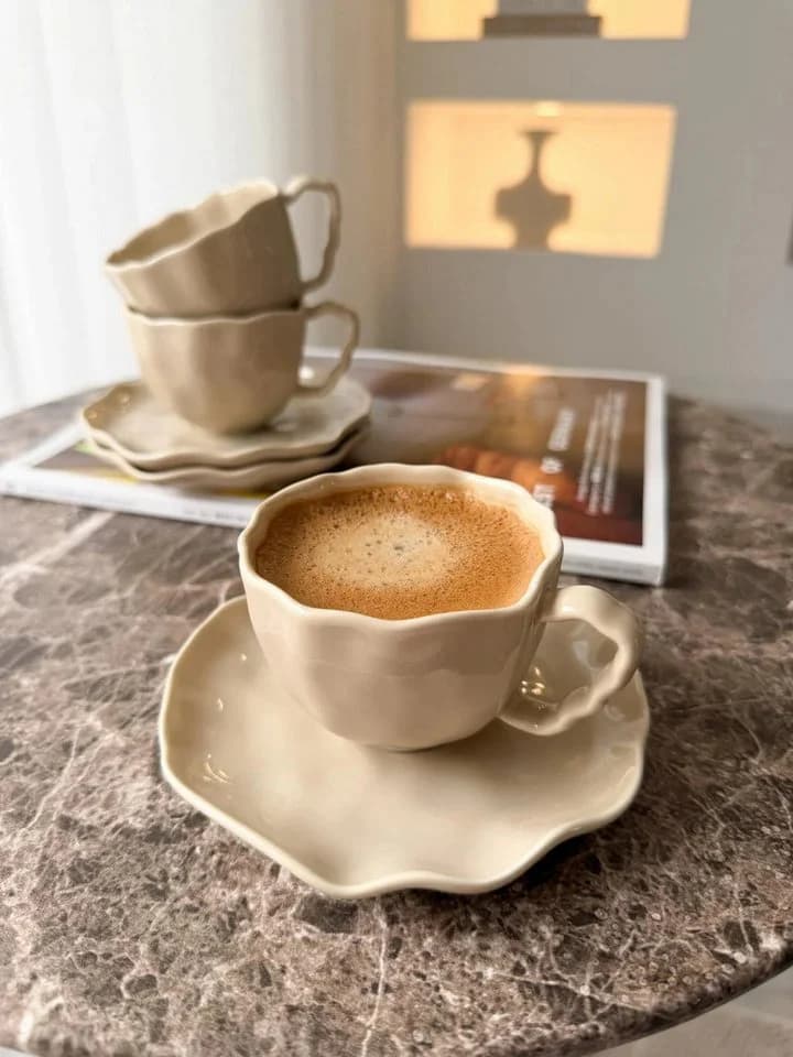 EmirtexHome Kaffeeservice Angles 12-tlg. Beige Porzellan - Bild 2