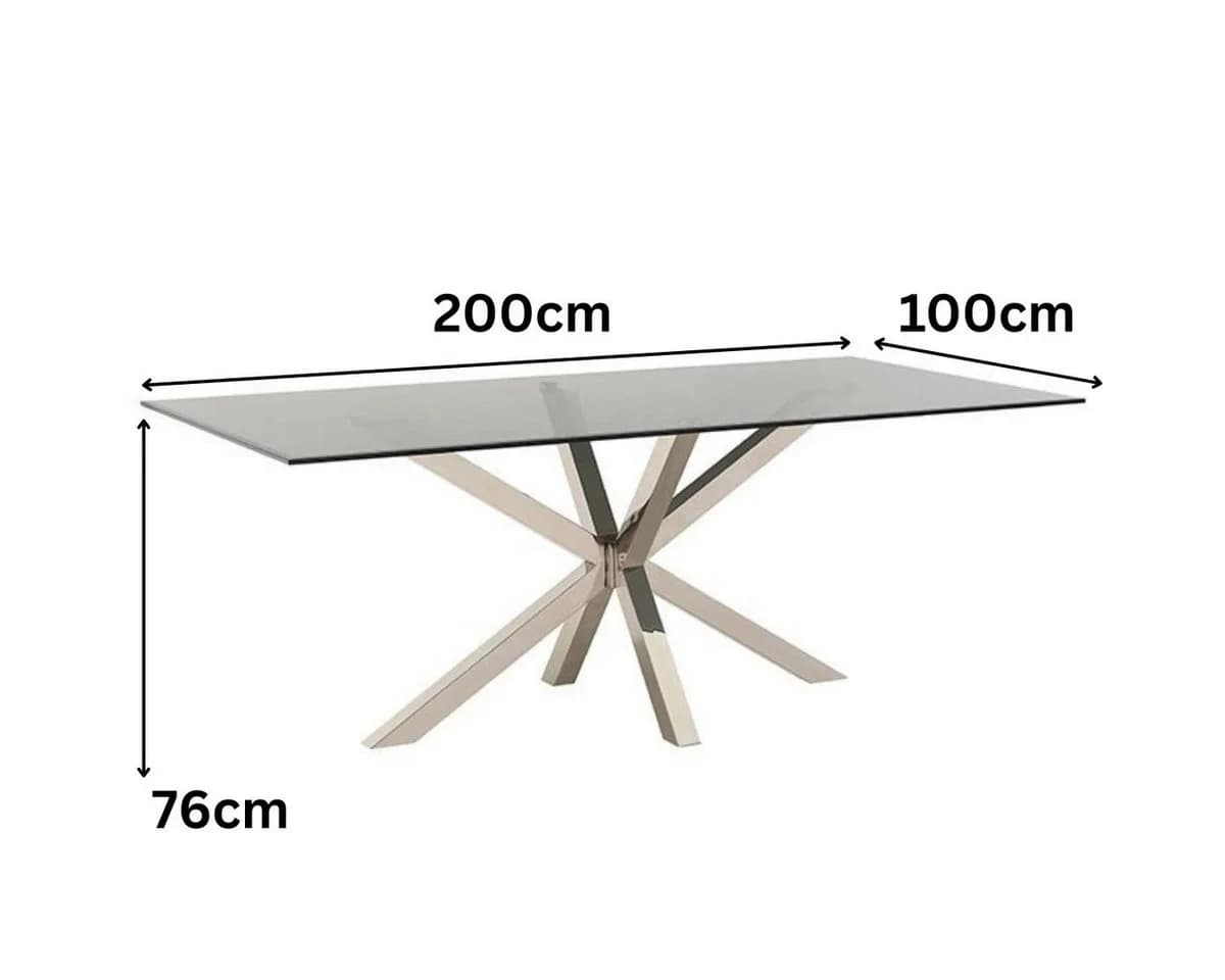 alesvelt Esstisch Terni Glasplatte Edelstahlbeine Silber - Bild 3