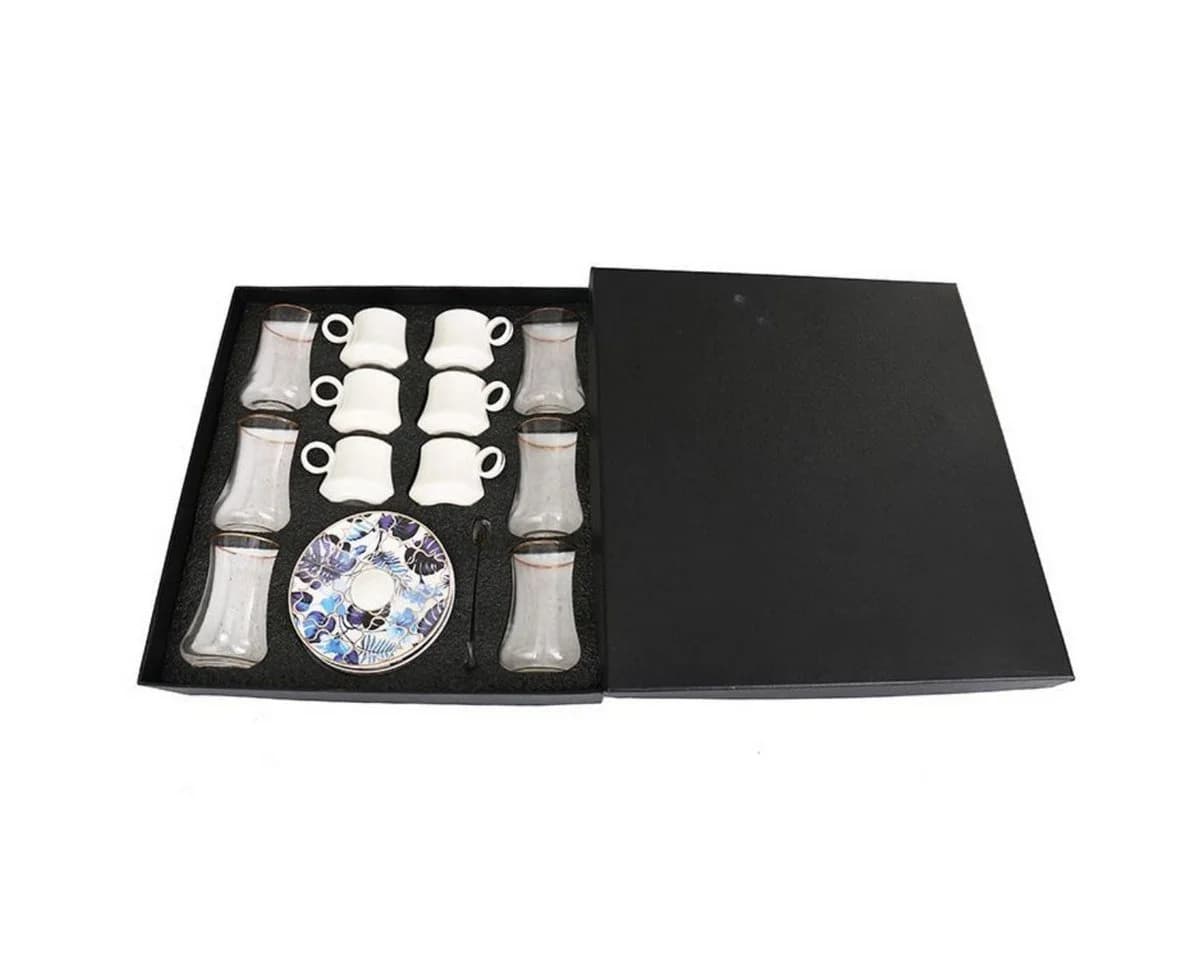 Bricard Teeglas-Set 24-tlg. Blau mit Goldakzenten & Untertassen - Bild 5