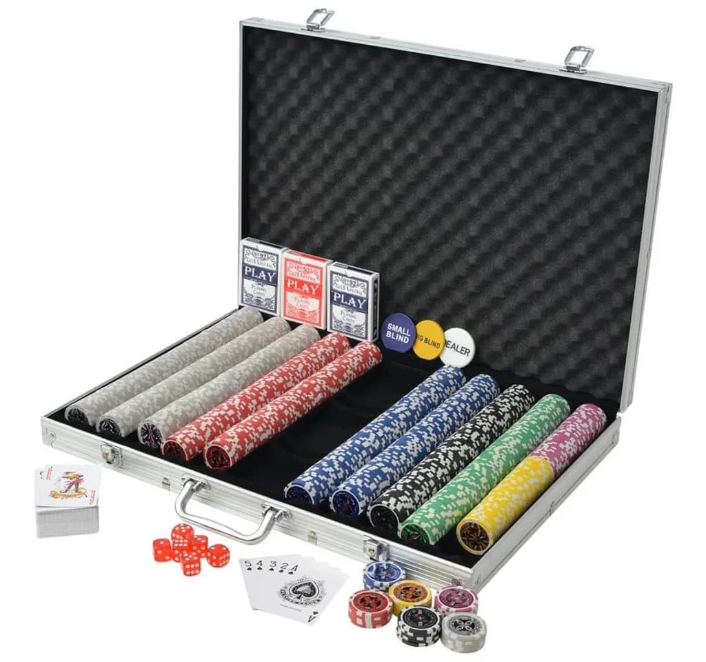 vidaXL Poker Set 1.000 Laserchips Aluminiumkoffer Bunt