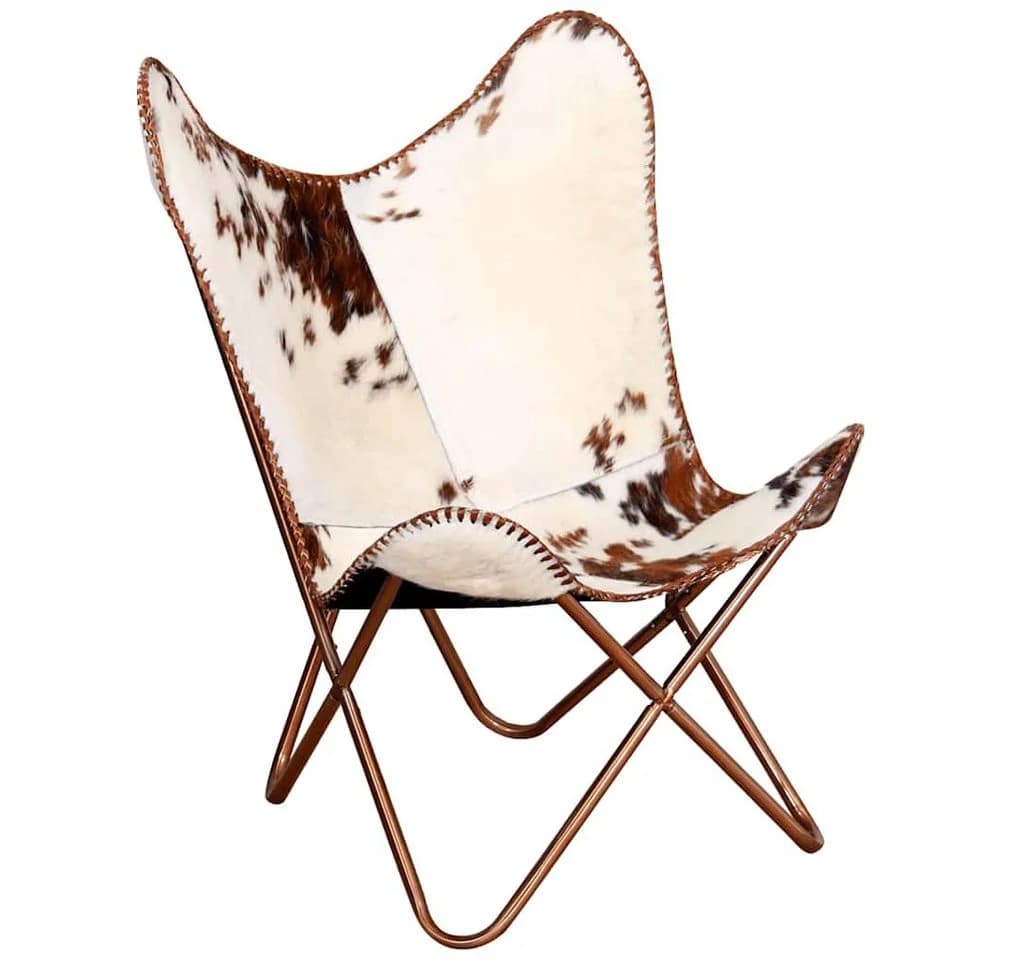 vidaXL Butterfly-Sessel Braun und Weiß Echtes Kuhfell - Bild 5