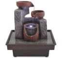 vidaXL Wasserfall Zimmerbrunnen mit LED Polyresin Grau/Braun Bild 1