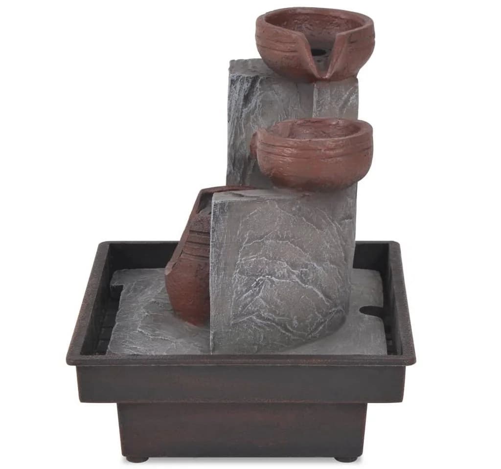 vidaXL Wasserfall Zimmerbrunnen mit LED Polyresin Grau/Braun - Bild 4
