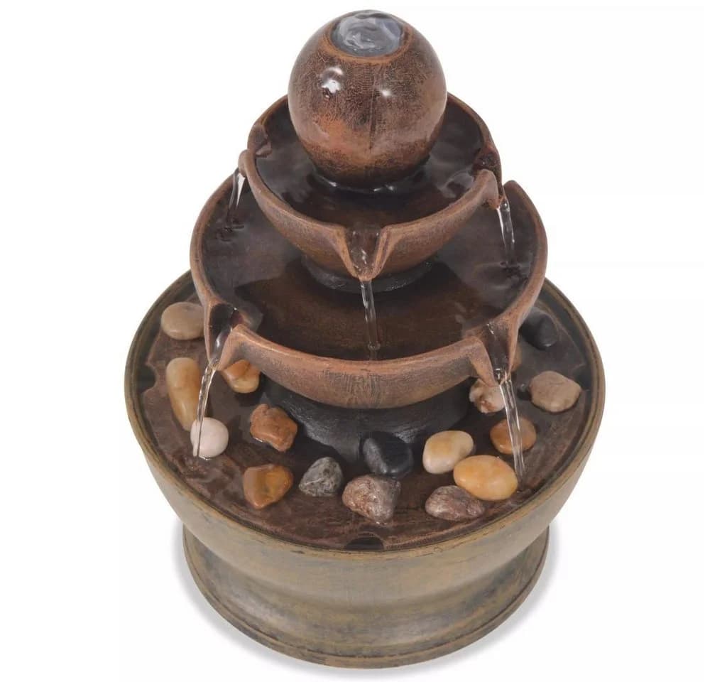 vidaXL Gartenbrunnen mit Pumpe Polyresin Braun