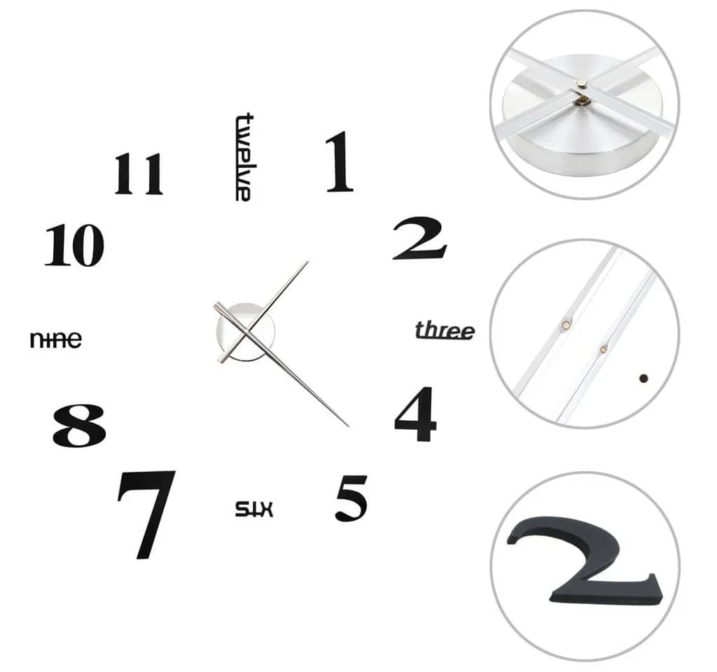 vidaXL 3D-Wanduhr 100 cm XXL Schwarz Modernes Design - Bild 2