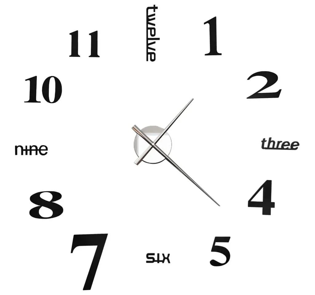 vidaXL 3D-Wanduhr 100 cm XXL Schwarz Modernes Design - Bild 3