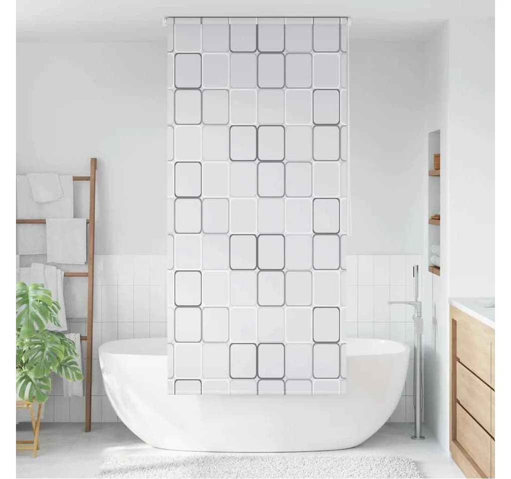 vidaXL Duschrollo Quadratmuster Modern PVC