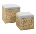 Polsterhocker-Set aus Seegras mit grauen Sitzpolstern Bild 2