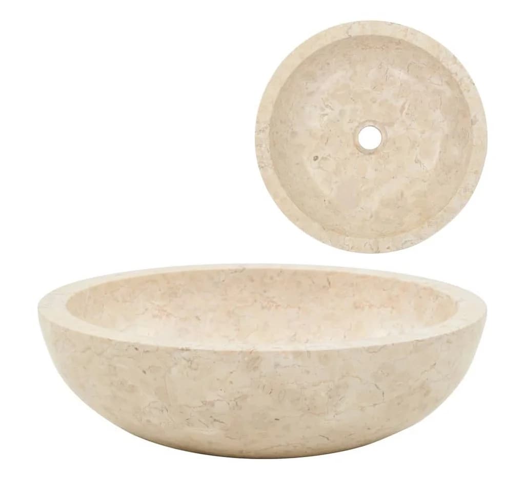 vidaXL Aufsatzwaschbecken Marmor Creme Modern - Bild 2
