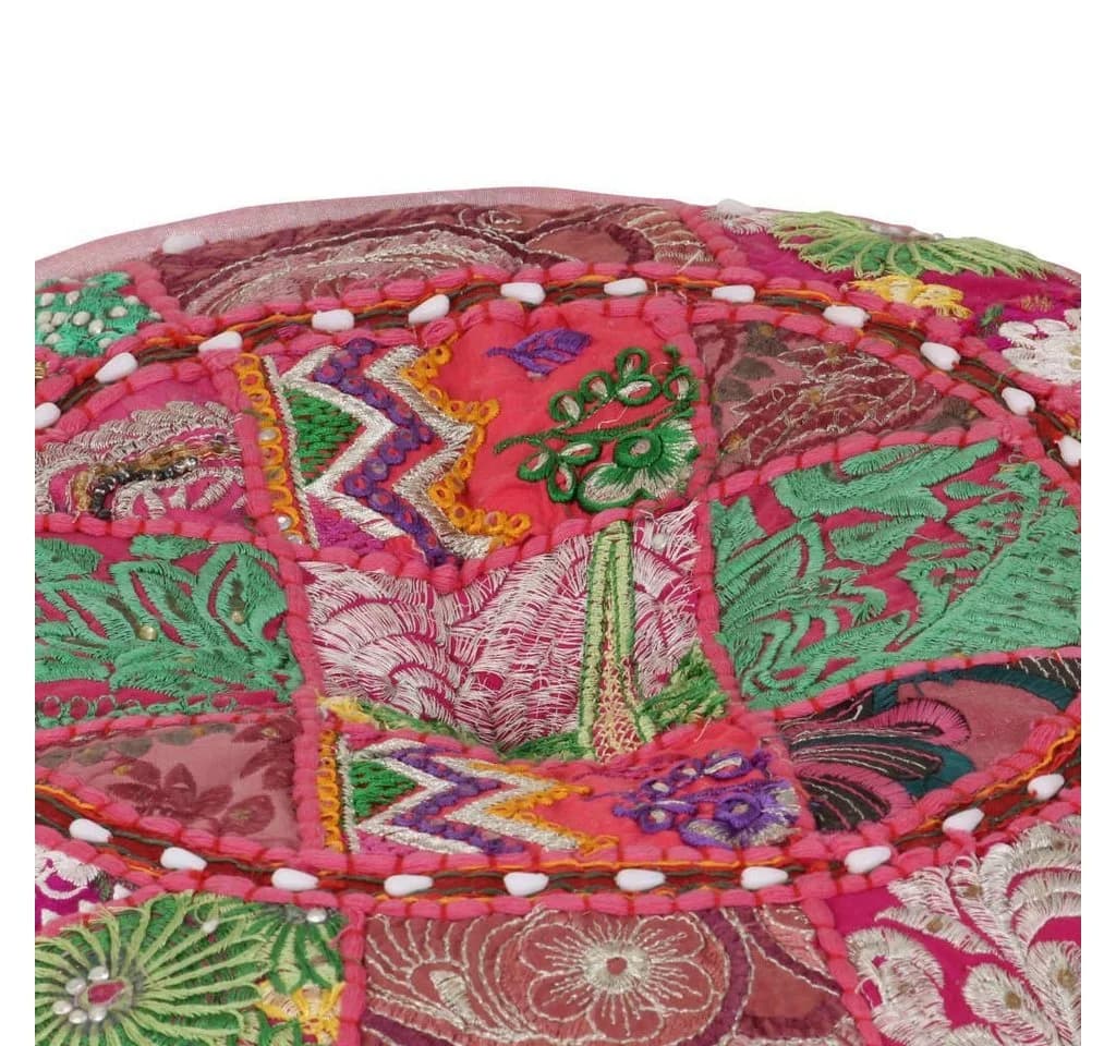vidaXL Polsterhocker Patchwork Sitzpouf Baumwolle Rosa