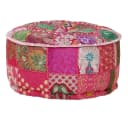 vidaXL Polsterhocker Patchwork Sitzpouf Baumwolle Rosa Bild 2