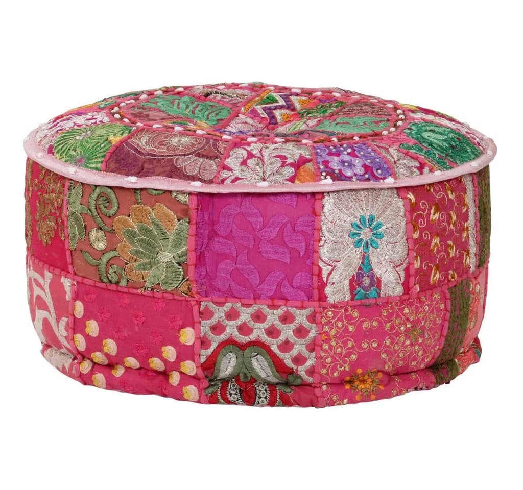 vidaXL Polsterhocker Patchwork Sitzpouf Baumwolle Rosa - Bild 2