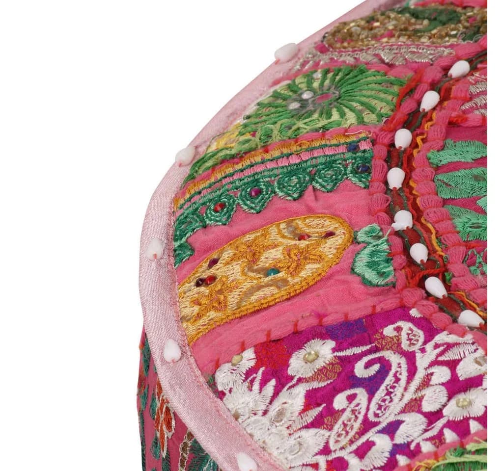 vidaXL Polsterhocker Patchwork Sitzpouf Baumwolle Rosa - Bild 3
