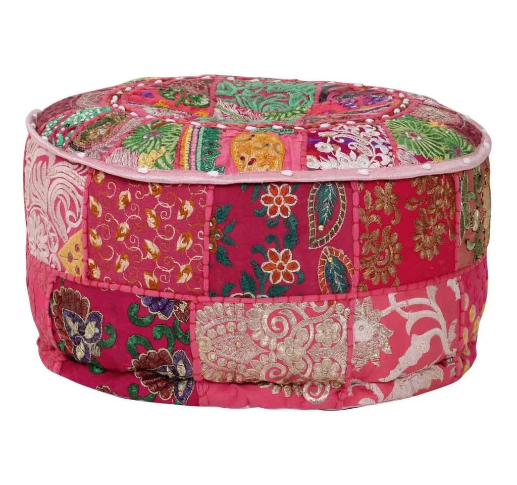 vidaXL Polsterhocker Patchwork Sitzpouf Baumwolle Rosa - Bild 4
