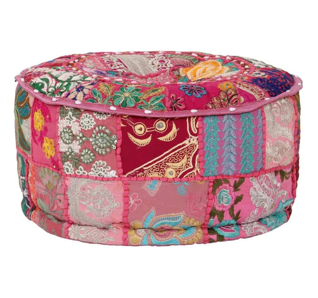 vidaXL Polsterhocker Patchwork Sitzpouf Baumwolle Rosa - Bild 5