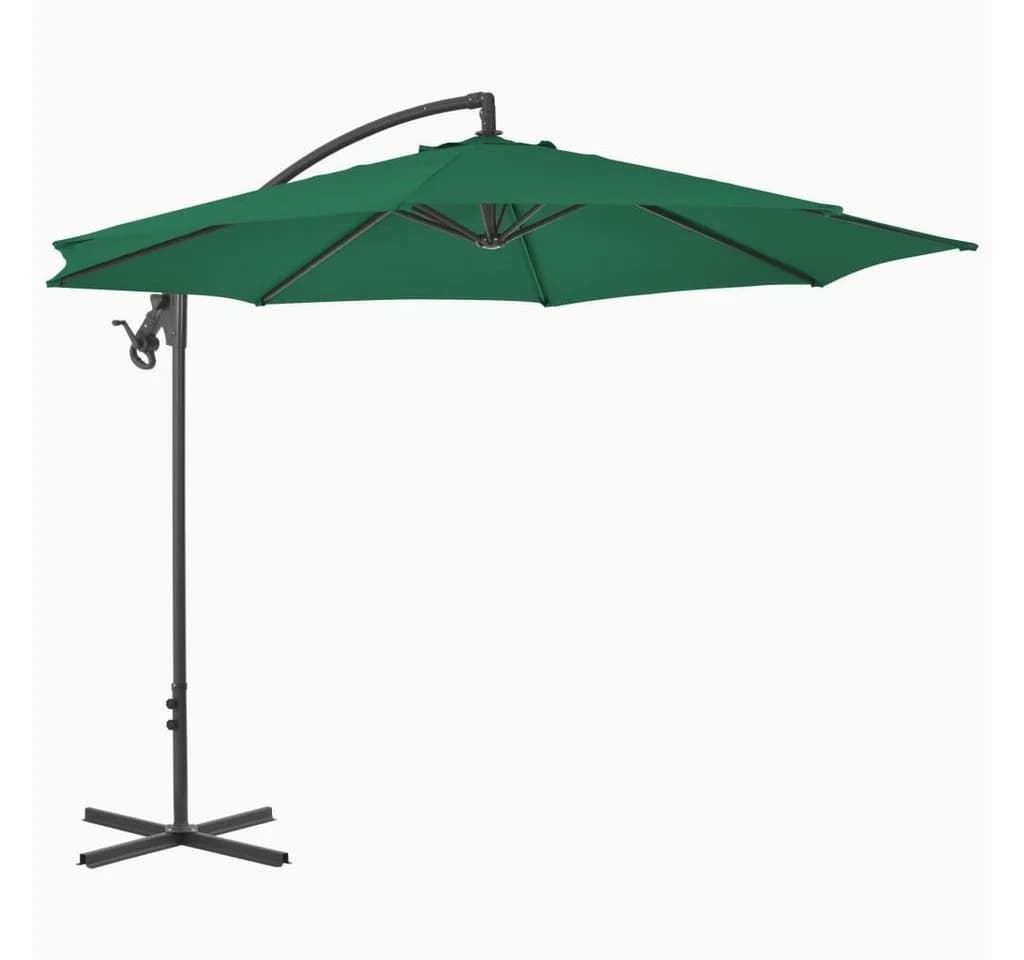 vidaXL Ampelschirm Grün Stahlmast 300 cm Kurbel