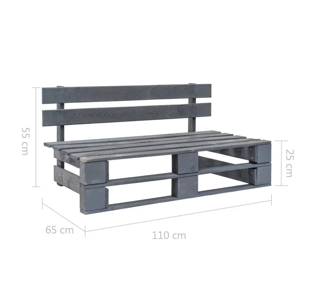 vidaXL Gartenbank Grau Imprägniertes Kiefernholz Paletten Design - Bild 5