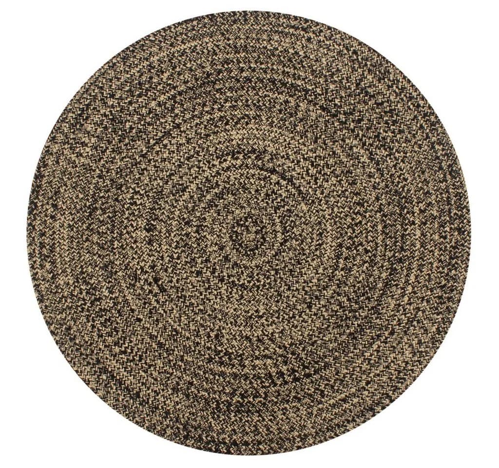 vidaXL Teppich Handgefertigt Jute Schwarz und Natur 120 cm Runde - Bild 2